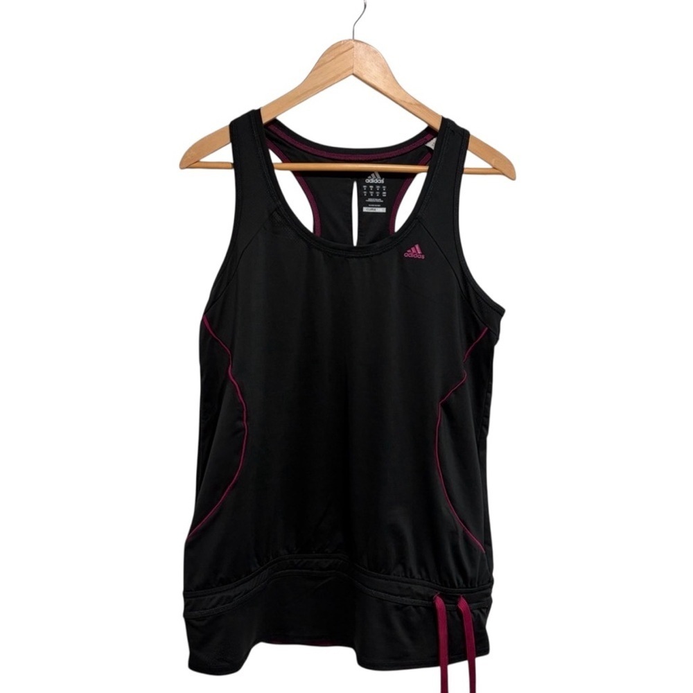 2/$25 Adidas Women's Climalite Racerback Tank Top Hot Pink Stitching Drawstring